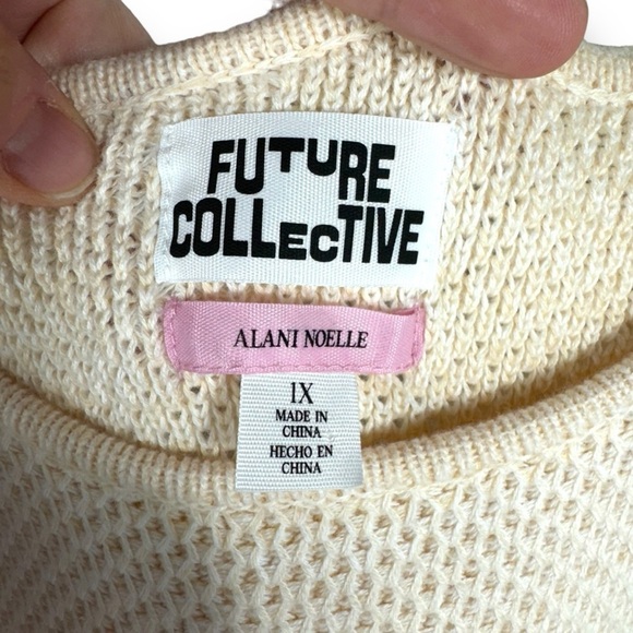 Future Collective x Alani Noelle Crochet Fringe Column Dress, Cream, Size 1X - Picture 8 of 14